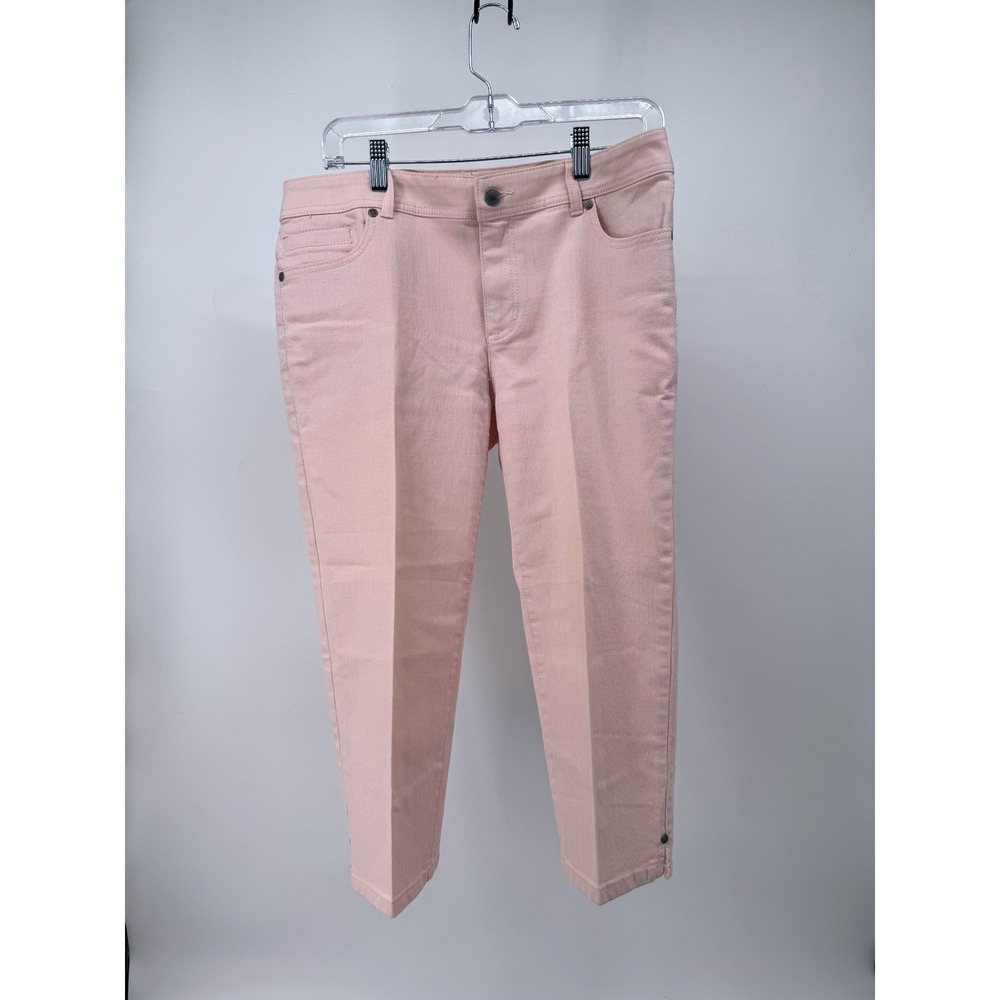 CHICOS Light Pink Cropped Pants  Grommet/Slit Ankles  Stretch - Size 0.5 ( S/6)